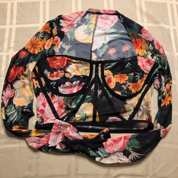 SOLD OUT Floral Mesh Bustier Crop Top - Picture 13 of 16